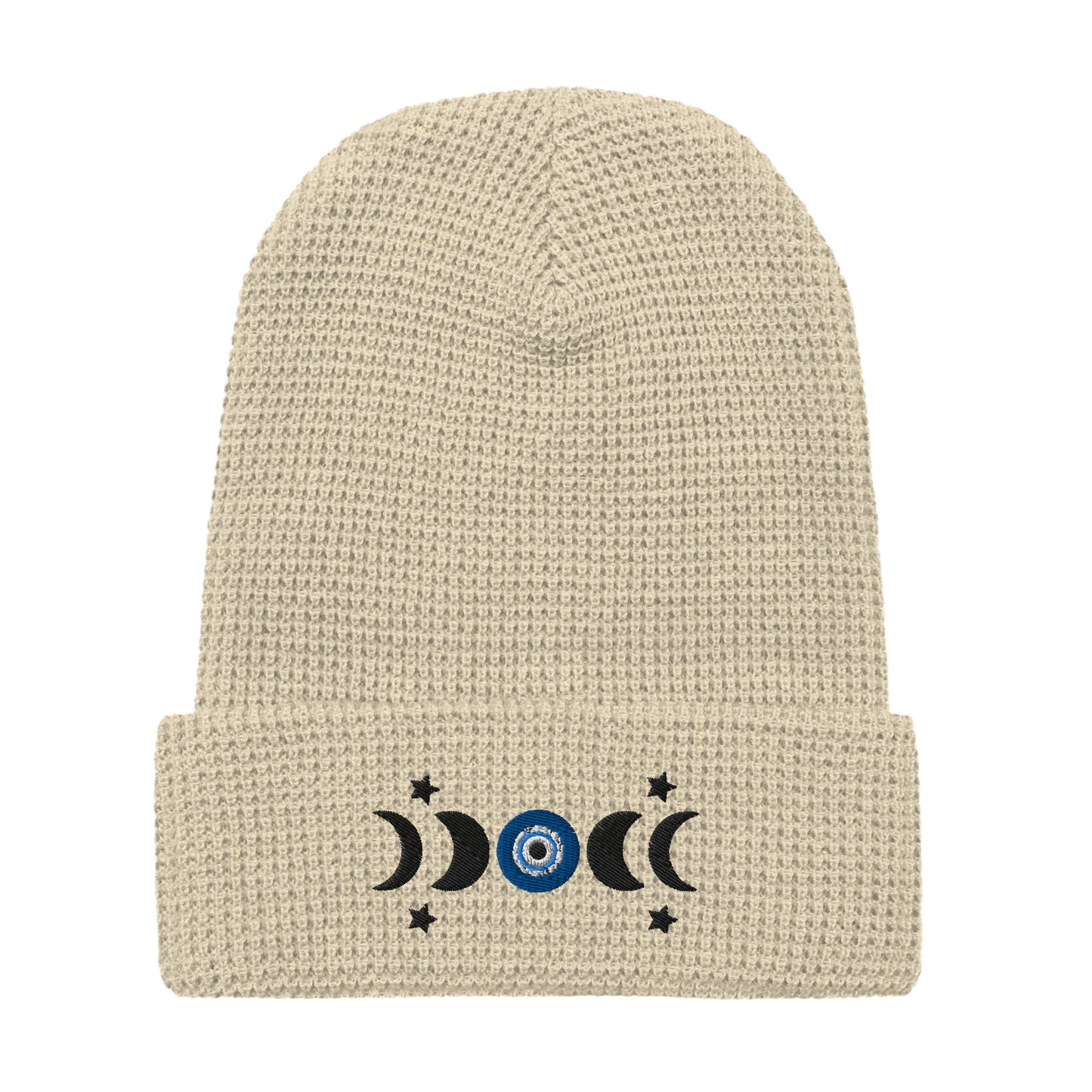 Moon Phases With Evil Eye Waffle beanie