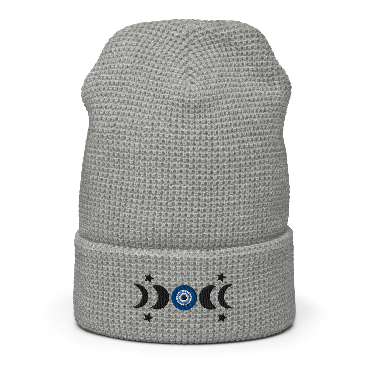 Moon Phases With Evil Eye Waffle beanie