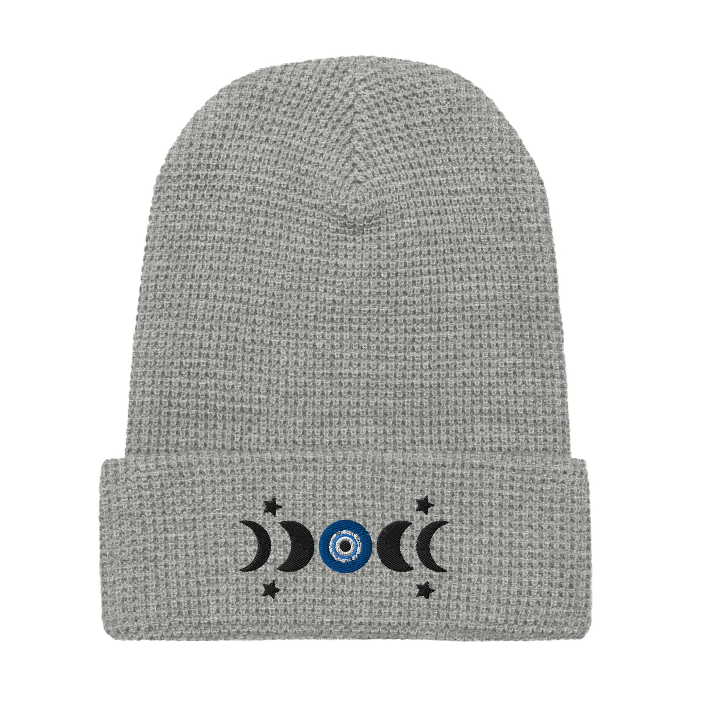 Moon Phases With Evil Eye Waffle beanie